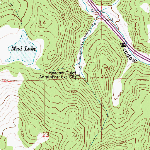 Topographic Map of Meadow Gulch Administrative Site, UT