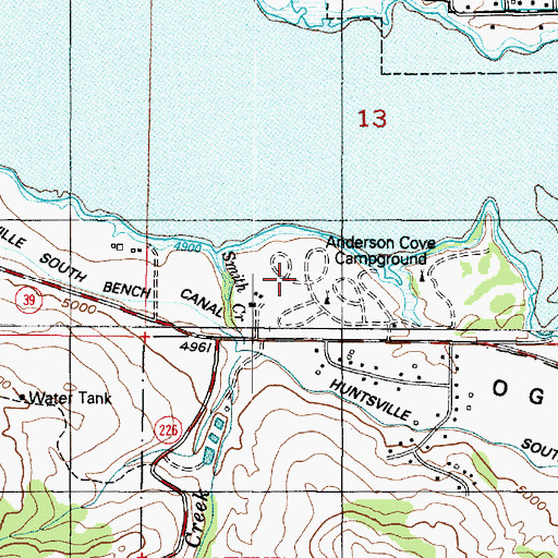 Topographic Map of Anderson Cove Campground, UT