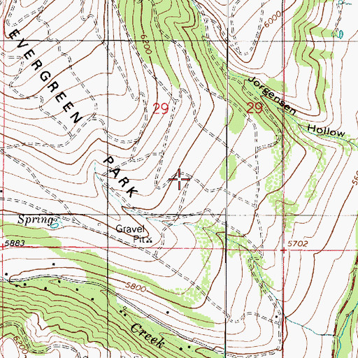 Topographic Map of Evergreen Park, UT