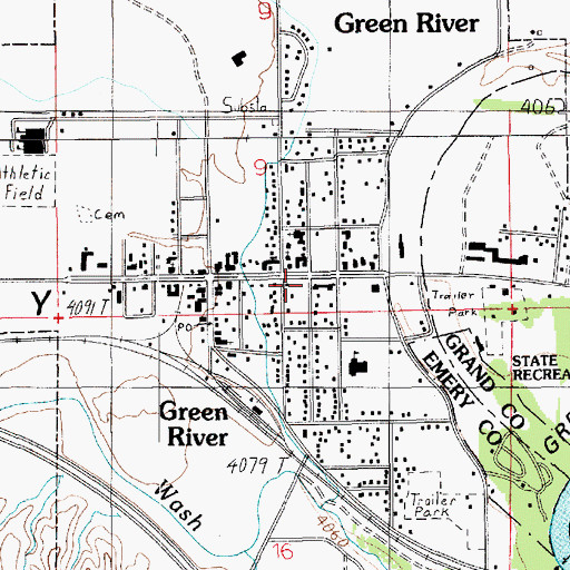 Topographic Map of Green River Post Office, UT