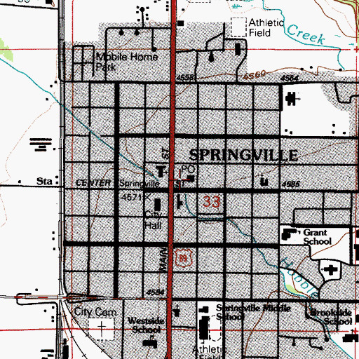 Topographic Map of Springville Post Office, UT
