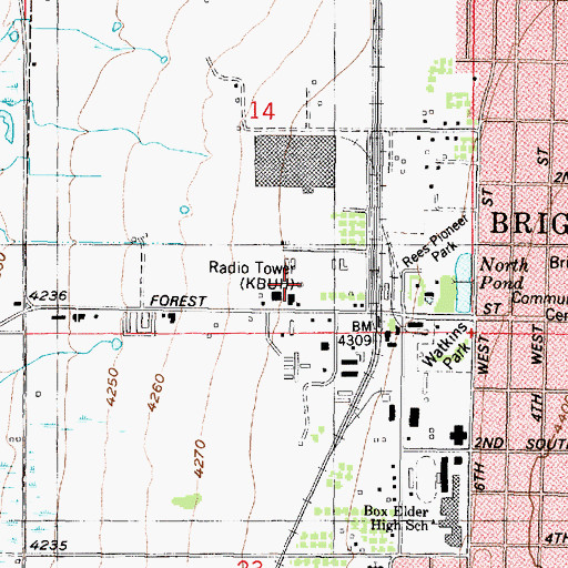 Topographic Map of KBUH-AM (Brigham City), UT