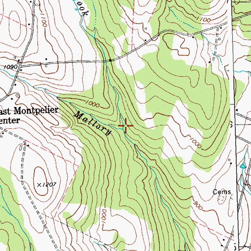 Topographic Map of Bennett Brook, VT
