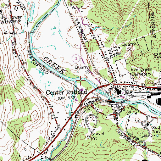 Topographic Map of Clarendon River, VT