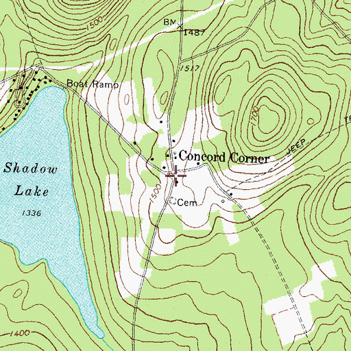 Topographic Map of Concord Corner, VT