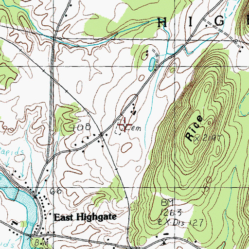Topographic Map of East Highgate Cemetery, VT