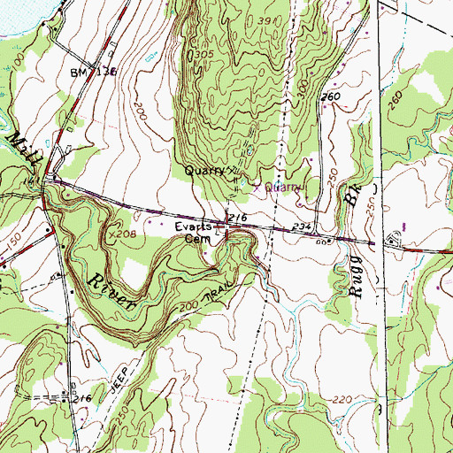 Topographic Map of Evarts Cemetery, VT