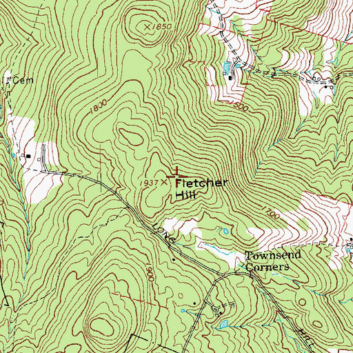 Topographic Map of Fletcher Hill, VT