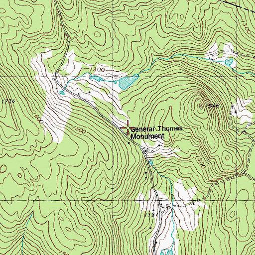 Topographic Map of General Thomas Monument, VT