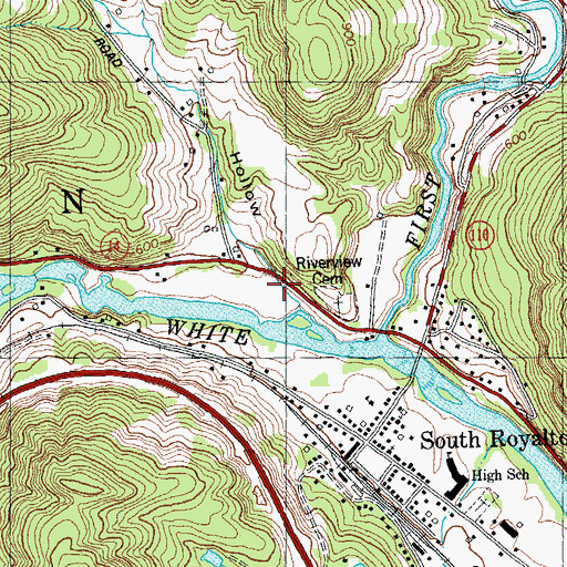 Topographic Map of Happy Hollow, VT