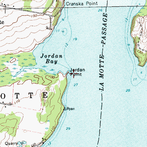 Topographic Map of Jordan Bay, VT