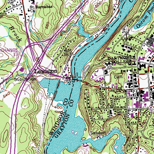 Topographic Map of Lewiston, VT