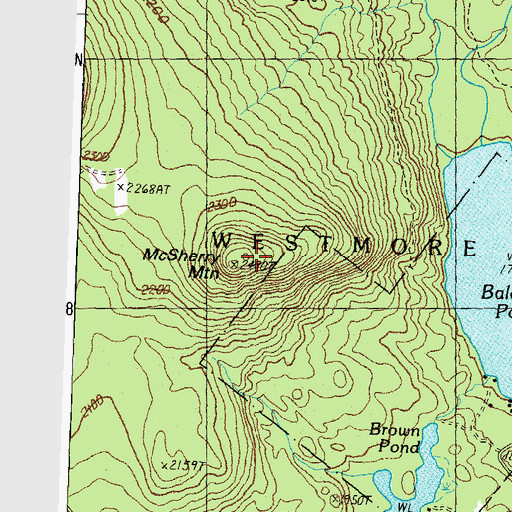 Topographic Map of McSherry Mountain, VT