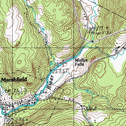 Topographic Map of Mollys Falls, VT