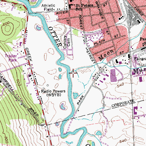 Topographic Map of Moon Brook, VT