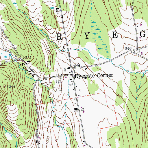 Topographic Map of Ryegate Corner, VT