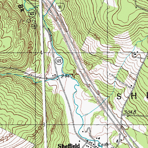 Topographic Map of Square Brook, VT