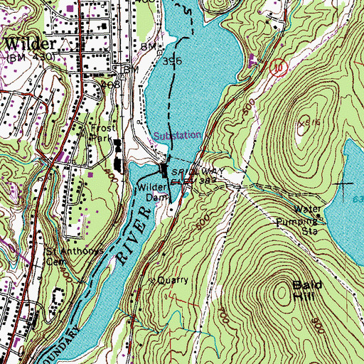 Topographic Map of Wilder Dam, VT