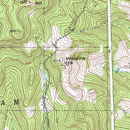 Topographic Map of Williams Hill, VT