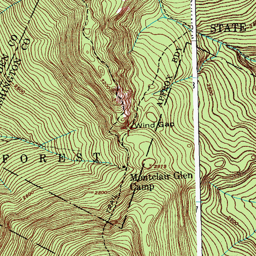 Topographic Map of Wind Gap, VT