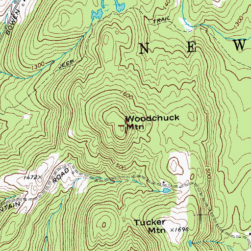 Topographic Map of Woodchuck Mountain, VT