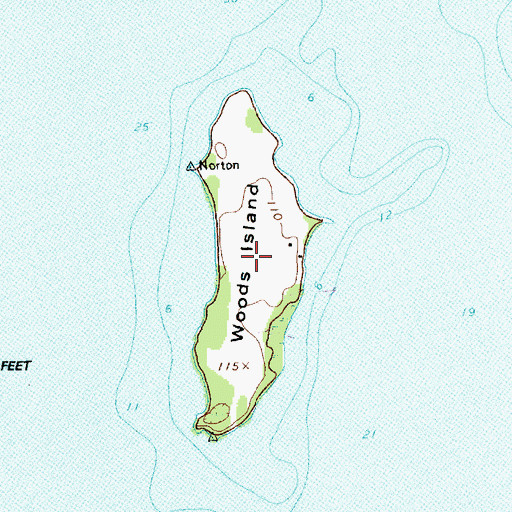 Topographic Map of Woods Island, VT