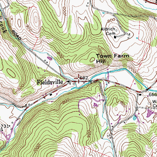 Topographic Map of Fieldsville, VT