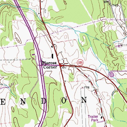 Topographic Map of Pierces Corner, VT
