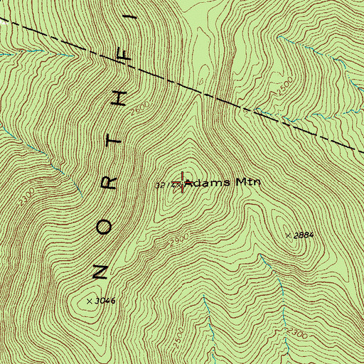 Topographic Map of Adams Mountain, VT