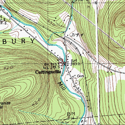 Topographic Map of Cuttingsville, VT
