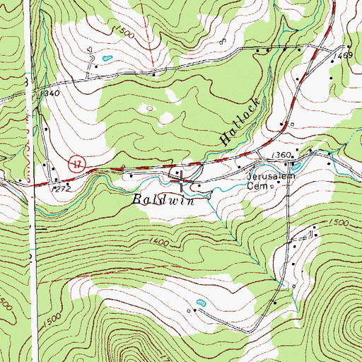 Topographic Map of Hallock Brook, VT
