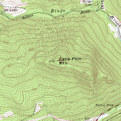 Topographic Map of Little Pico Mountain, VT