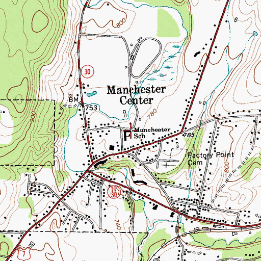 Topographic Map of Manchester Elementary / Middle School, VT