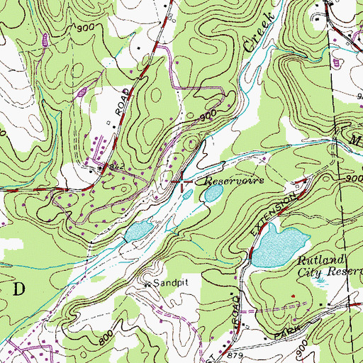 Topographic Map of Mendon Brook, VT