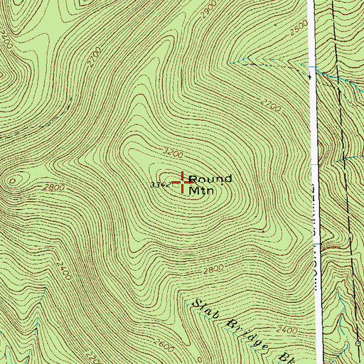 Topographic Map of Round Mountain, VT