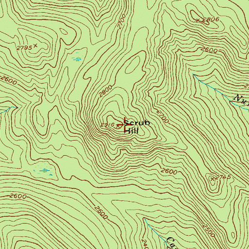 Topographic Map of Scrub Hill, VT