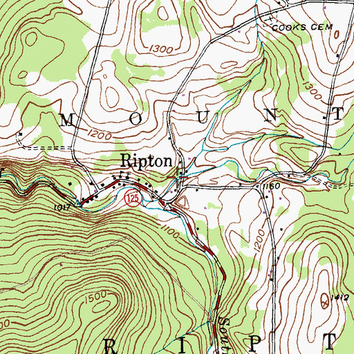 Topographic Map of Sparks Brook, VT