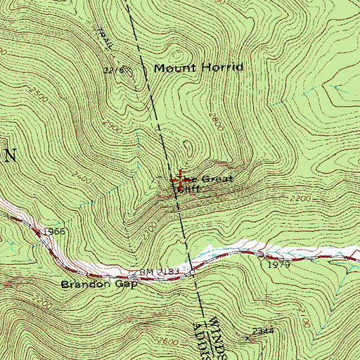 Topographic Map of The Great Cliff, VT