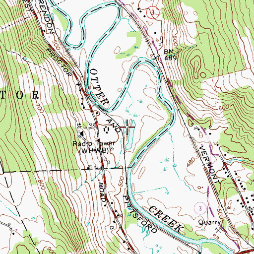 Topographic Map of WHWB-FM (Rutland), VT