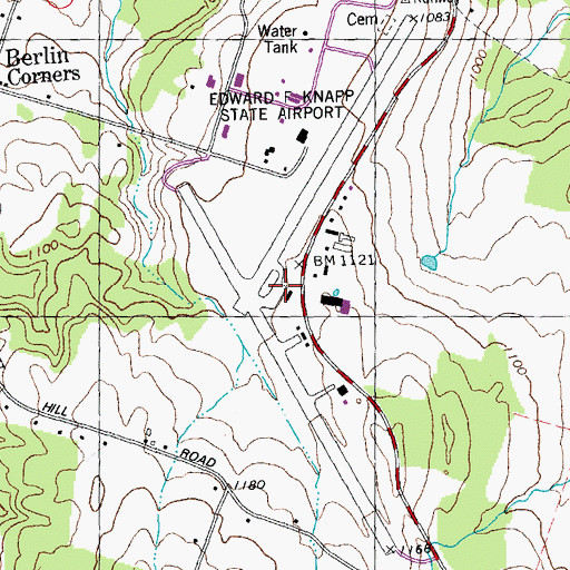 Topographic Map of Edward F Knapp State Airport, VT