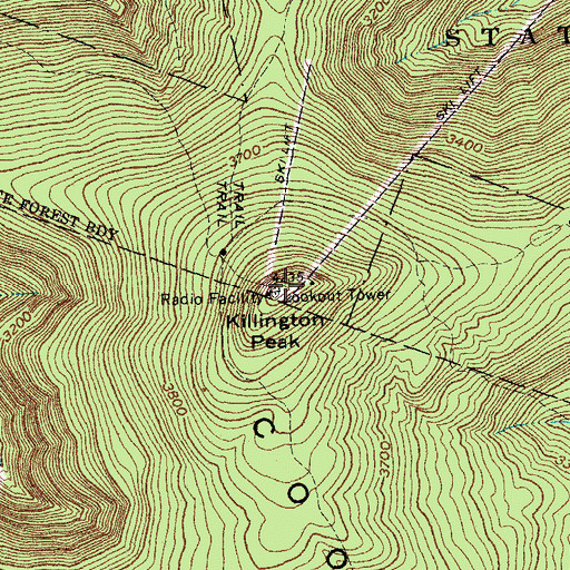 Topographic Map of WZRT-FM (Rutland), VT
