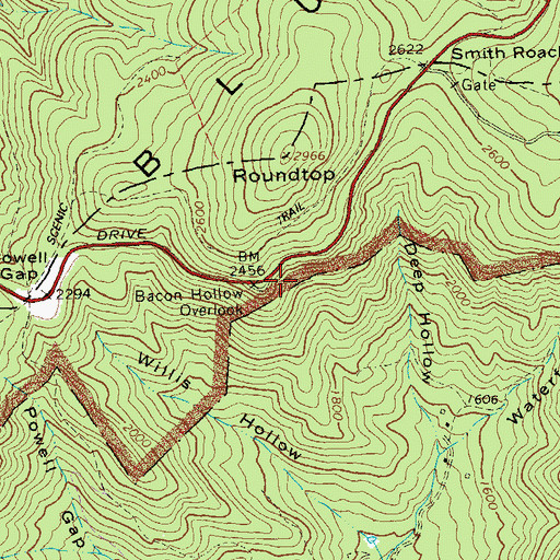 Topographic Map of Bacon Hollow Overlook, VA