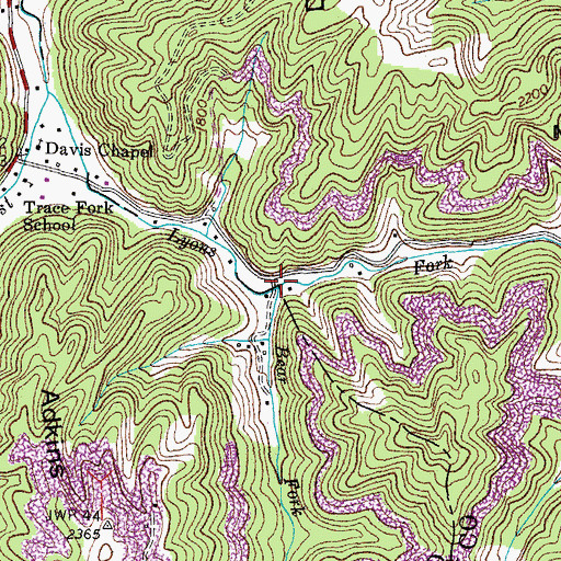 Topographic Map of Bear Fork, VA