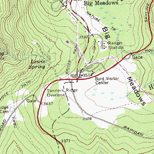 Topographic Map of Big Meadows Wayside, VA