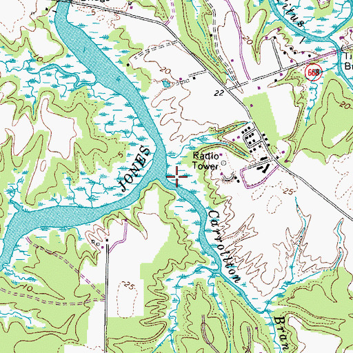 Topographic Map of Carrollton Branch, VA