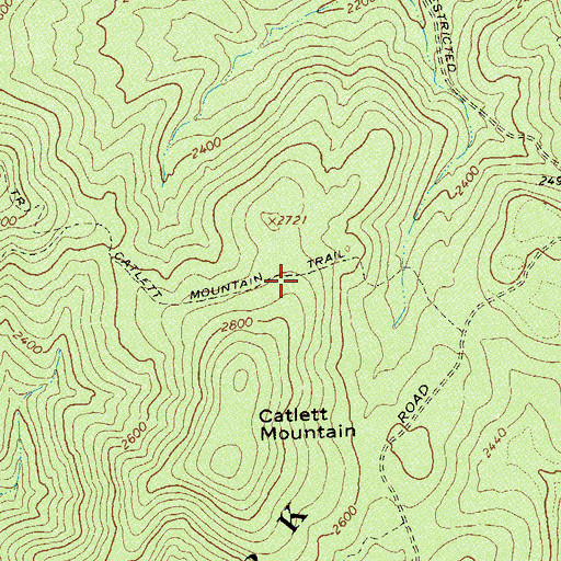 Topographic Map of Catlett Mountain Trail, VA