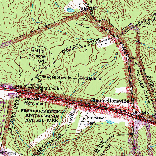 Topographic Map of Chancellorsville Battlefield, VA