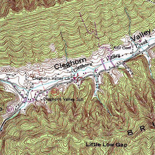 Topographic Map of Cleghorn Valley Church, VA