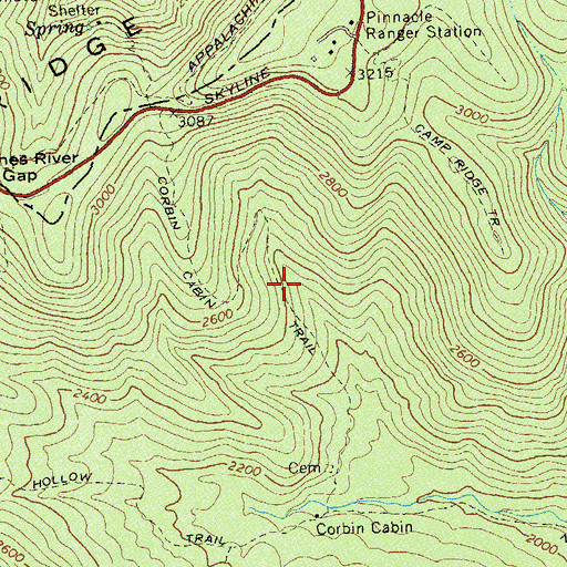 Topographic Map of Corbin Cabin Trail, VA