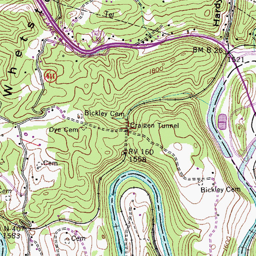 Topographic Map of Craigen Tunnel, VA